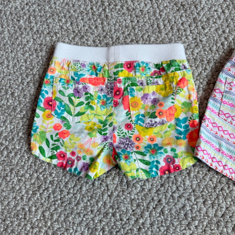 Cherokee Girls Size 2T Floral Stripes Shorts Set Play Summer - Picture 6 of 7